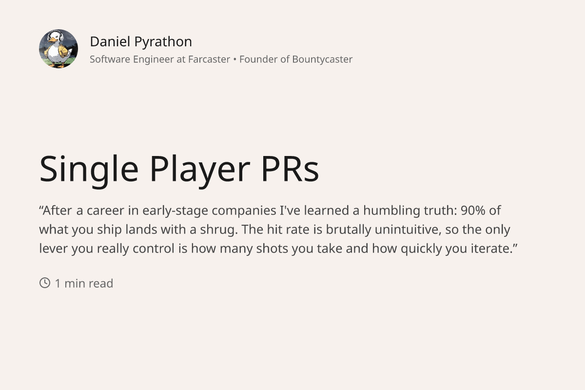 Single Player PRs - Farcaster Mini Apps